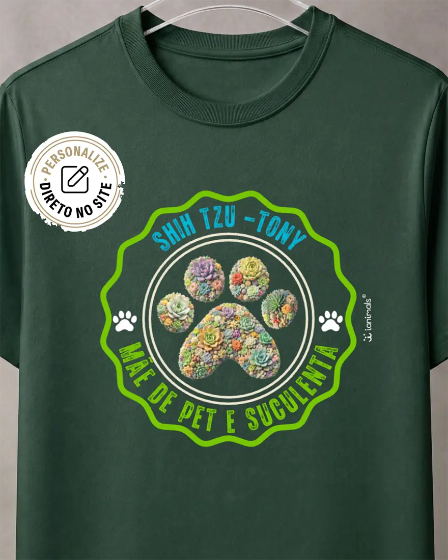 Camiseta Pata Floral com Nome do Pet - Personalizada