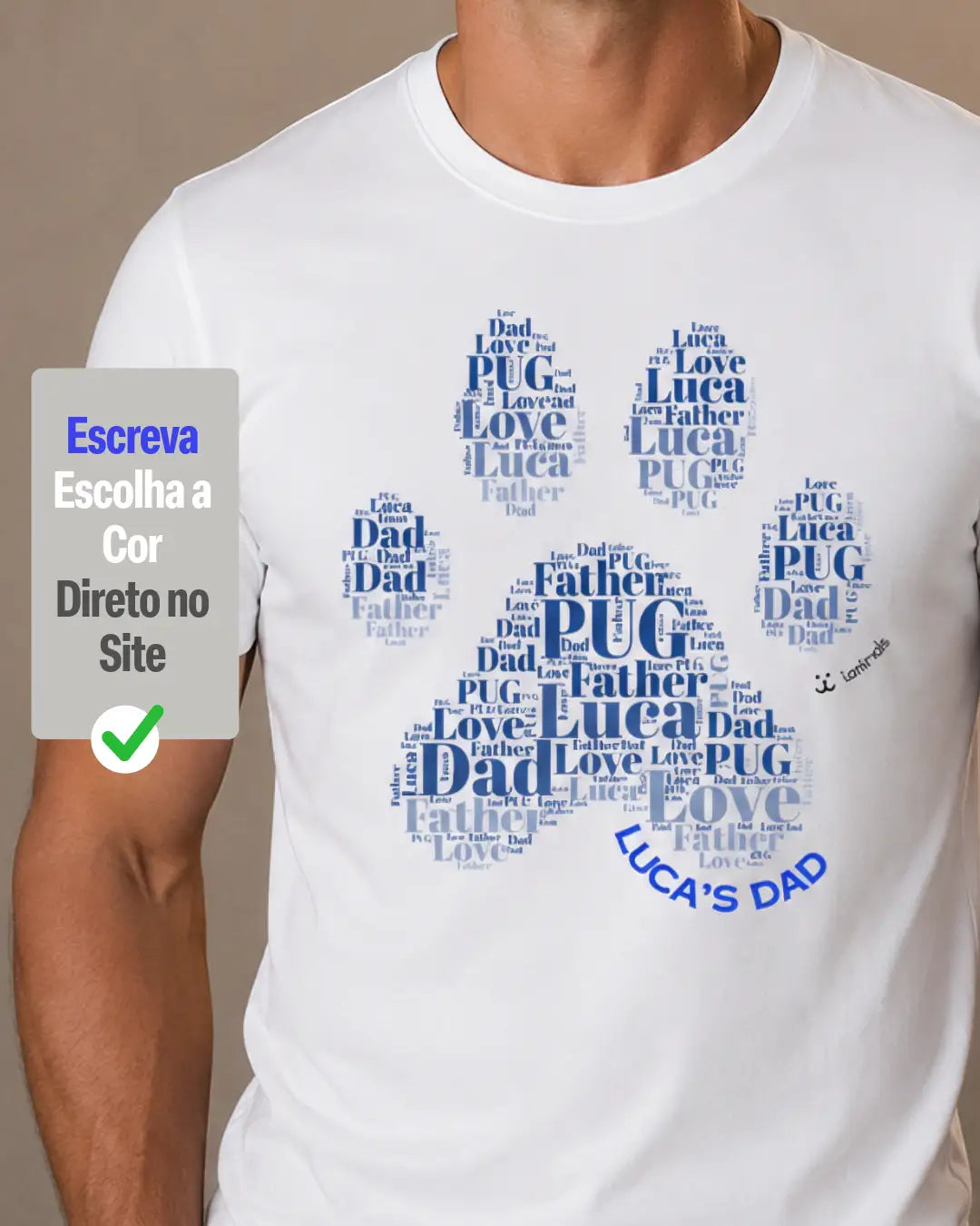 Camiseta Pata de Pet - Nuvem de Palavras - Personalizada | iAnimals