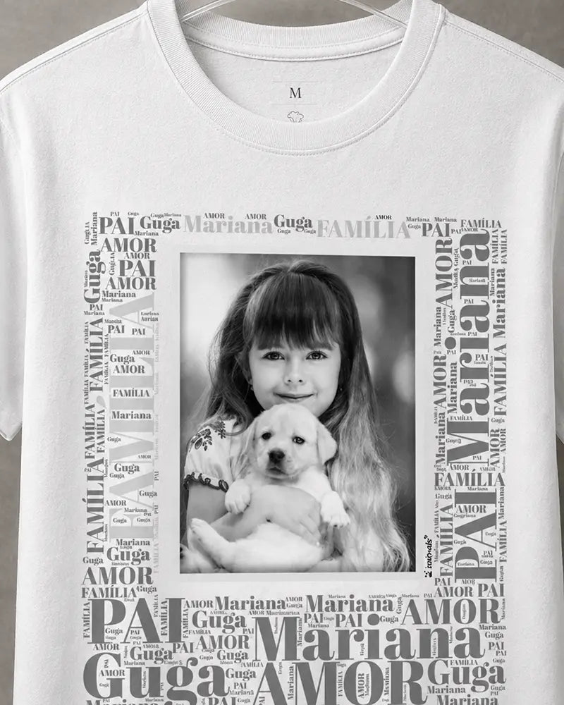 Camiseta Quadro Foto Pet - Nuvem de Palavras - Personalizada
