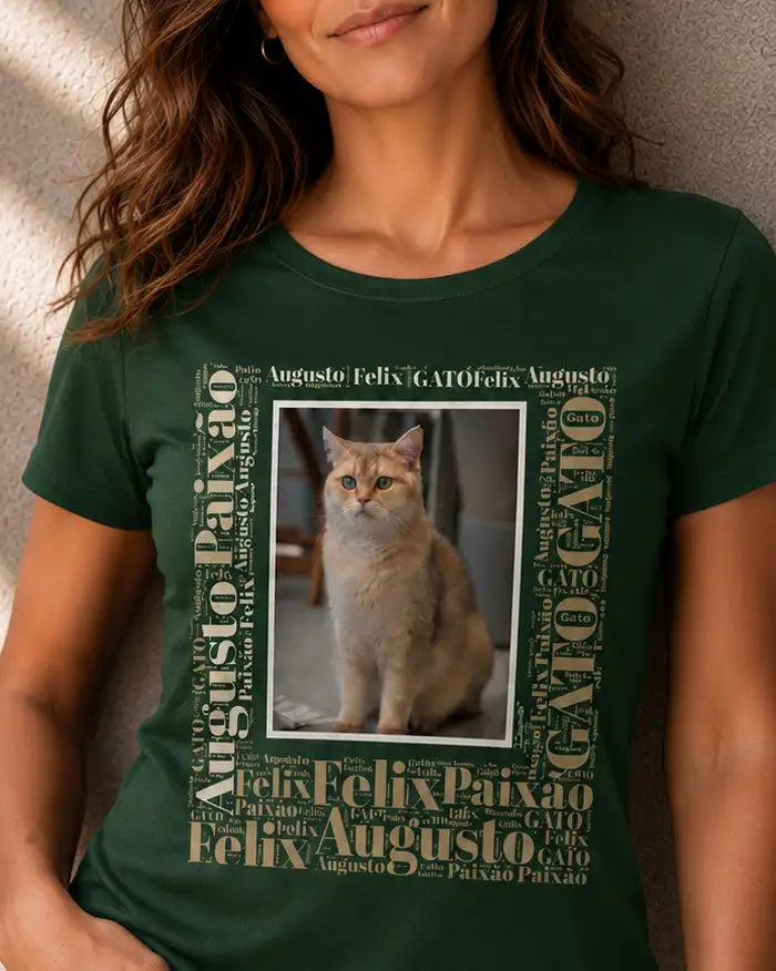 Camiseta Quadro Foto Pet - Nuvem de Palavras - Personalizada