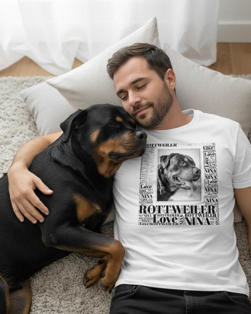 Camiseta Retrato & Moldura de Palavras - Personalizada