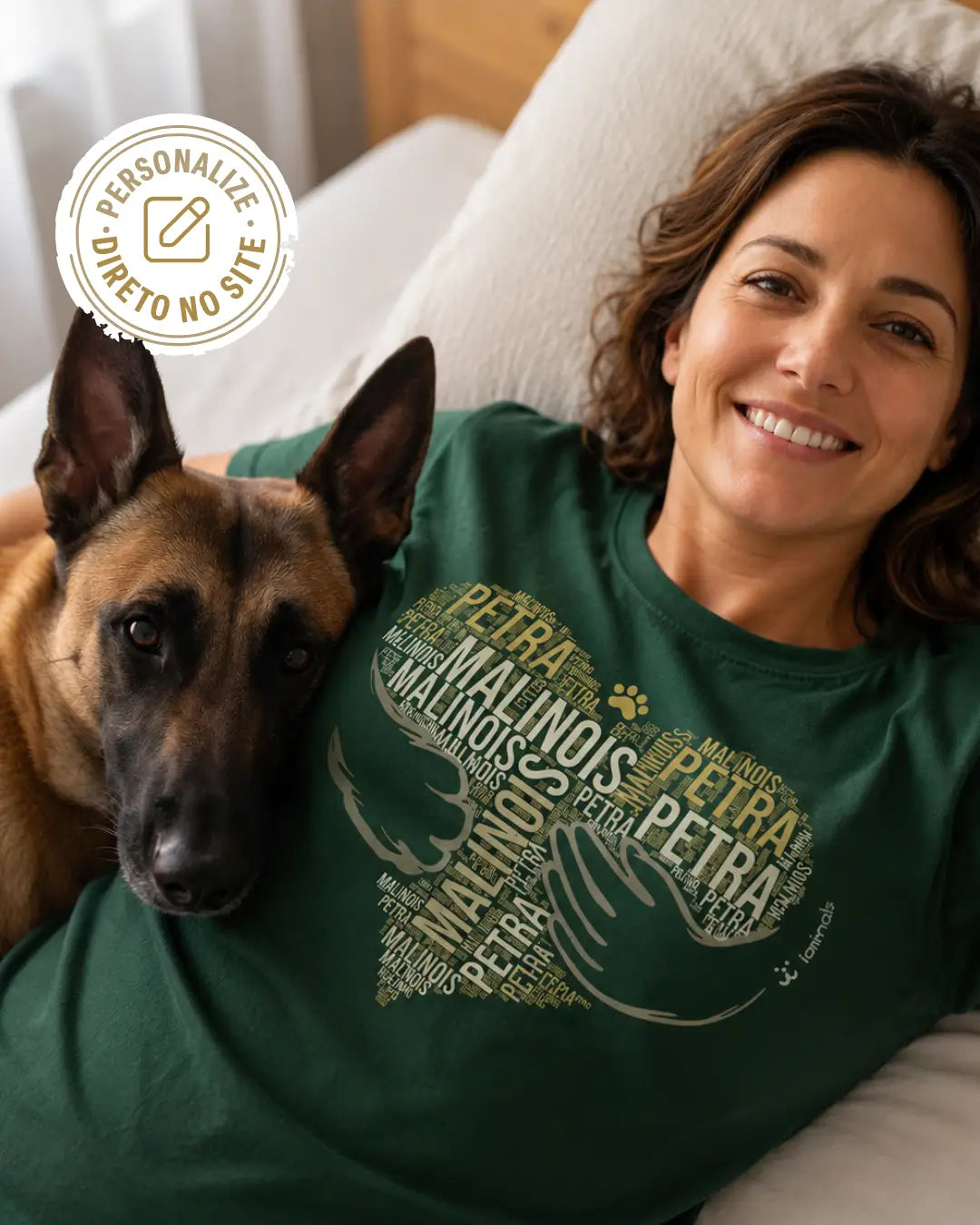Camiseta Coração Abraço Pet - Nuvem de Palavras - Personalizada | iAnimals