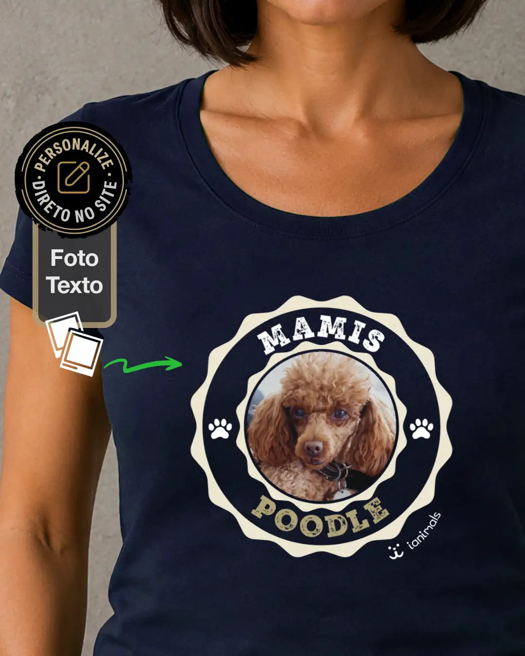 Camiseta Carimbo e Foto Pets - Personalizada | iAnimals