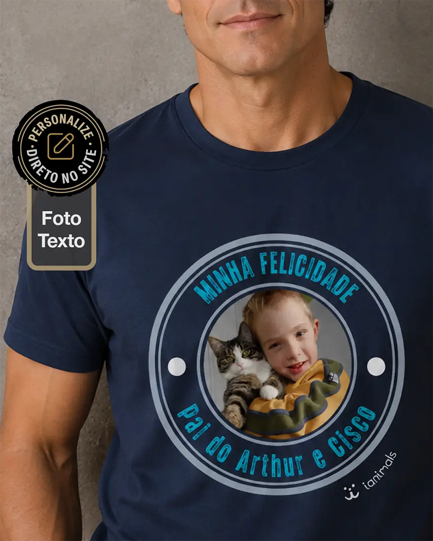 Camiseta Carimbo e Foto Pets - Personalizada | iAnimals