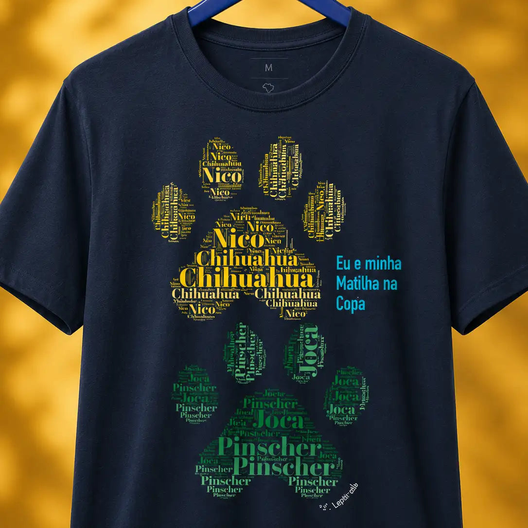 Camiseta Pata de Pet - Nuvem de Palavras - Personalizada | iAnimals