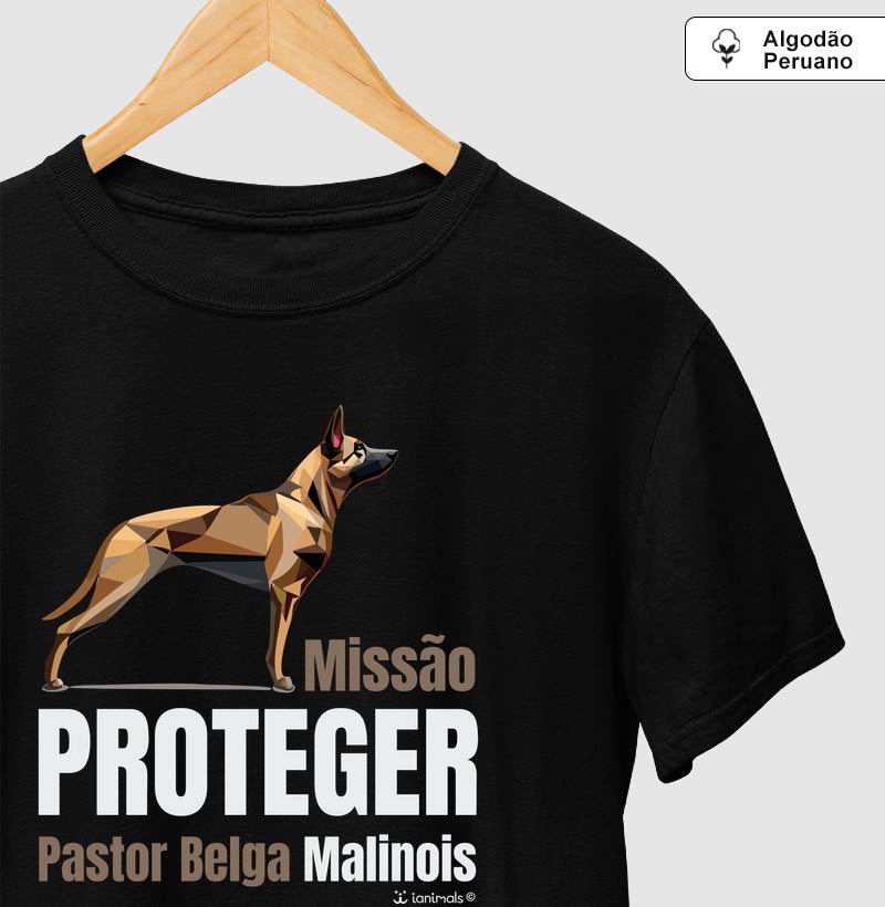 Camiseta Malinois Missão Proteger - iAnimals - Algodão Peruano
