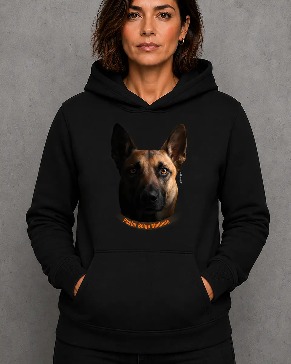 Moletom com Capuz Malinois cor Preta - Face