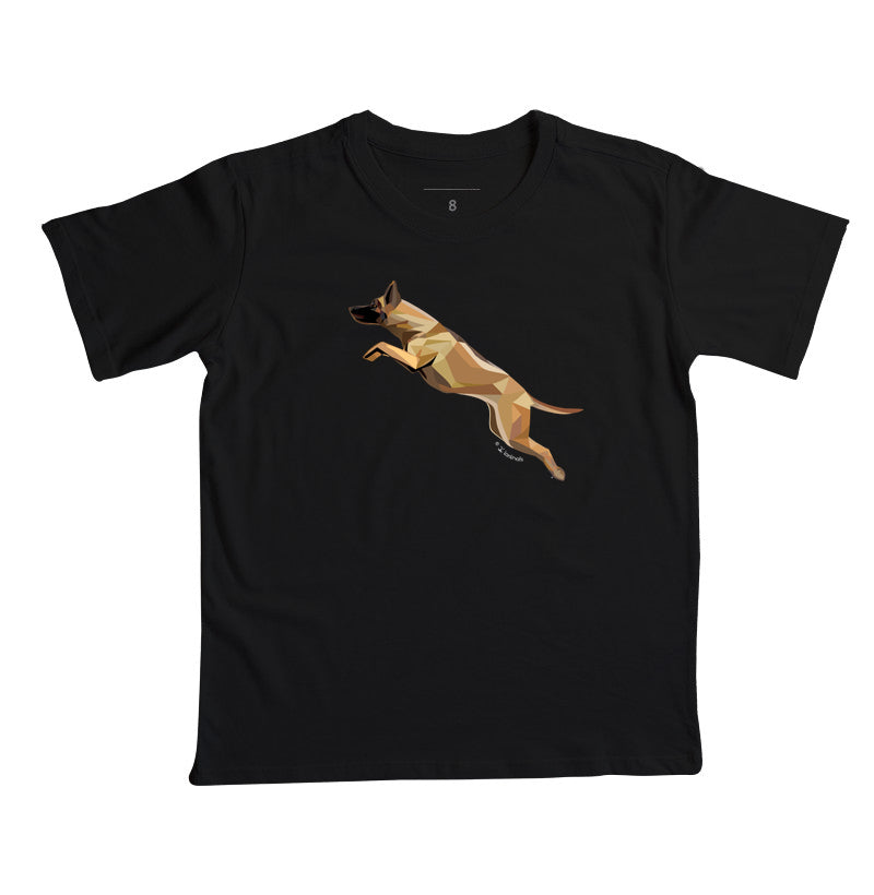 Camiseta Infantil Malinois Saltando - Perfil / Geoma