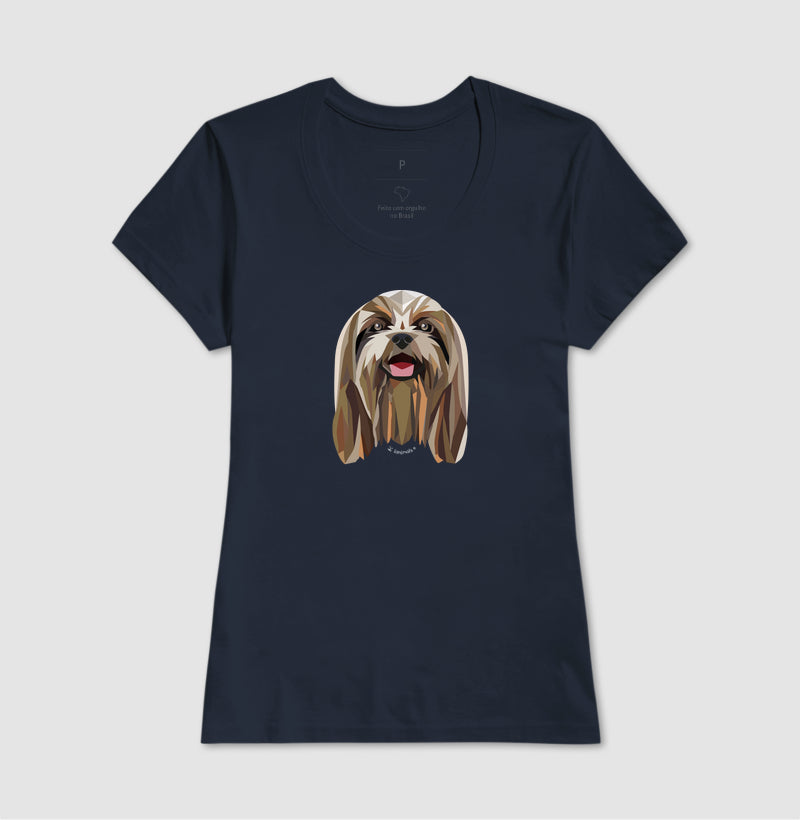 Camiseta Shih Tzu Pelo Longo Castanho - Geoma