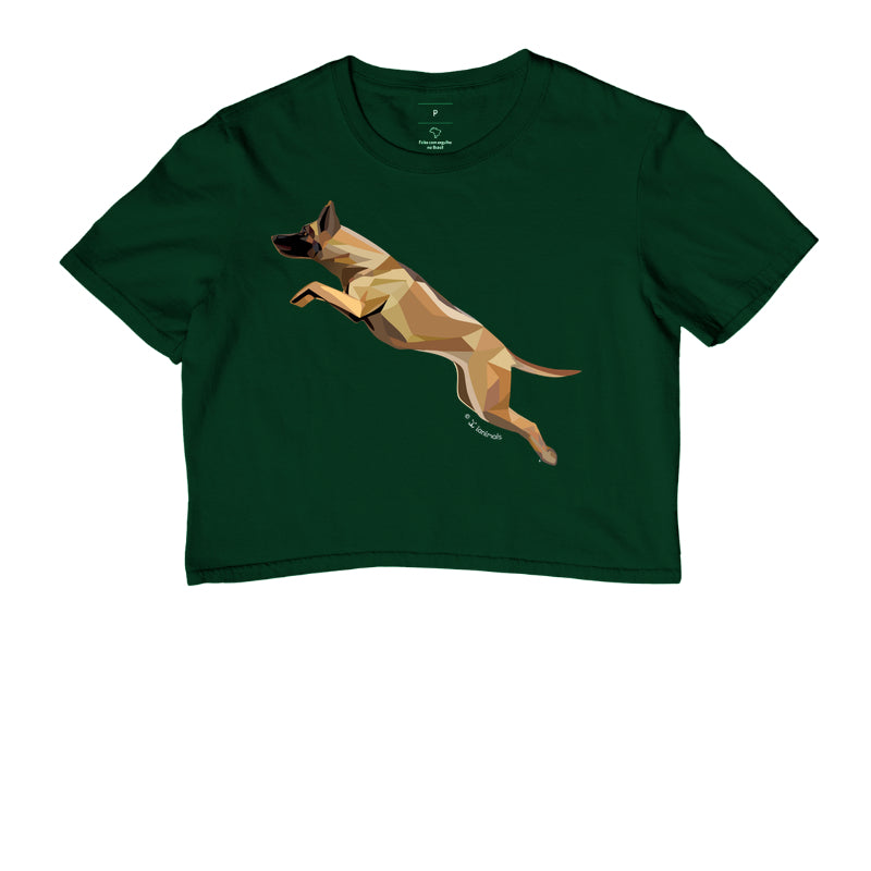 Camiseta Cropped Malinois Saltando - Perfil / Geoma
