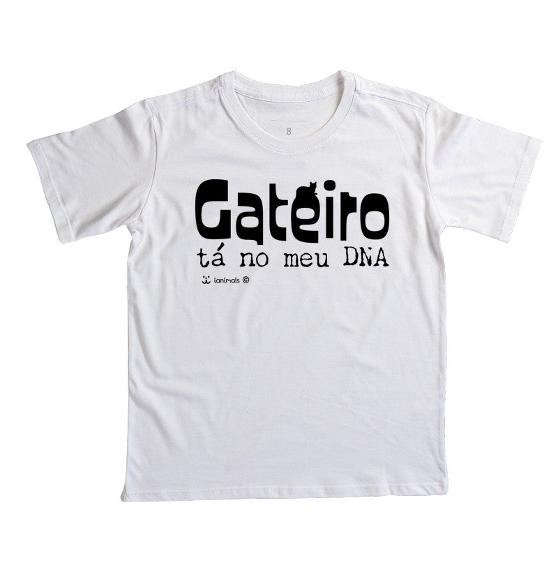 Camiseta Infantil Gateiro tá no meu DNA - Afeto