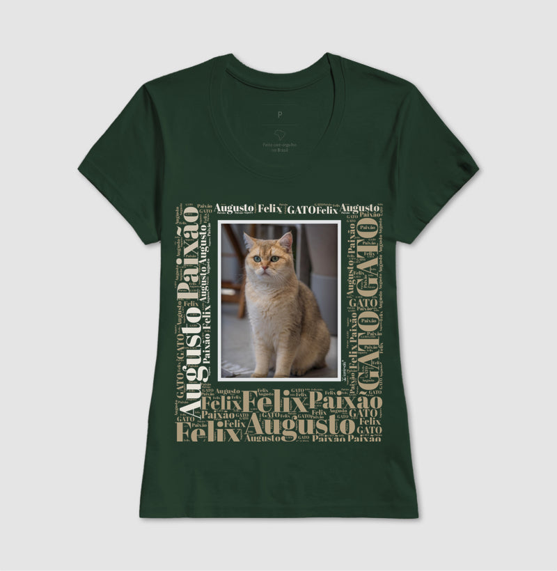 Camiseta Quadro Foto Pet - Nuvem de Palavras - Personalizada