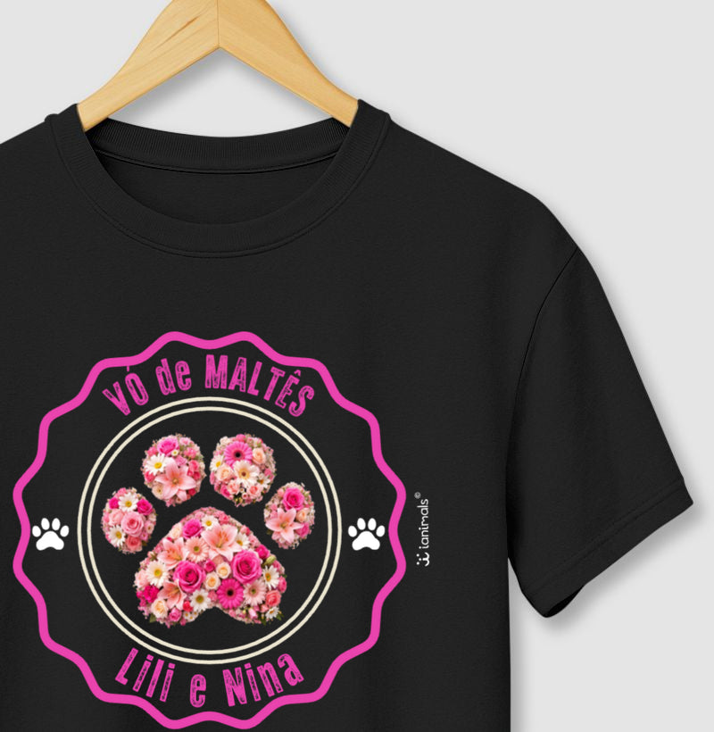 Camiseta Pata Floral com Nome do Pet - Personalizada