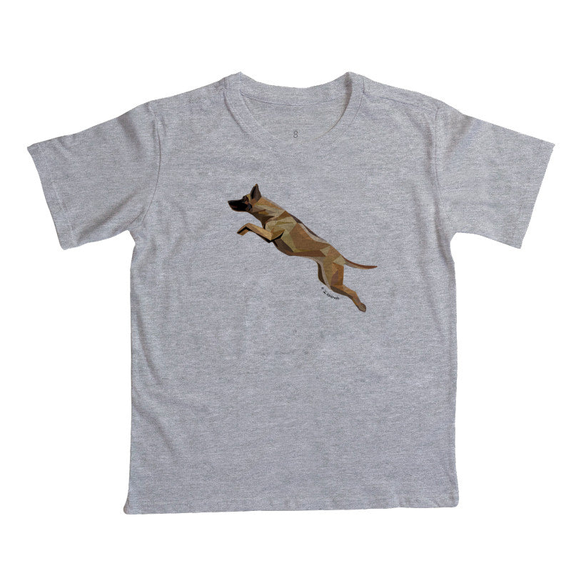 Camiseta Infantil Malinois Saltando - Perfil / Geoma