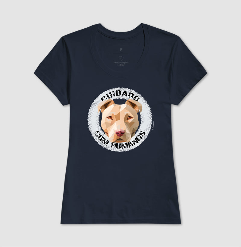 Camiseta Pit Bull, Cuidado com Humanos - Geoma