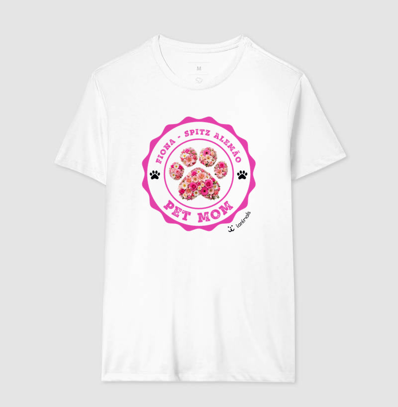 Camiseta Pata Floral com Nome do Pet - Personalizada