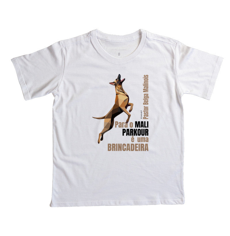 Camiseta Infantil Malinois Parkour é Brincadeira