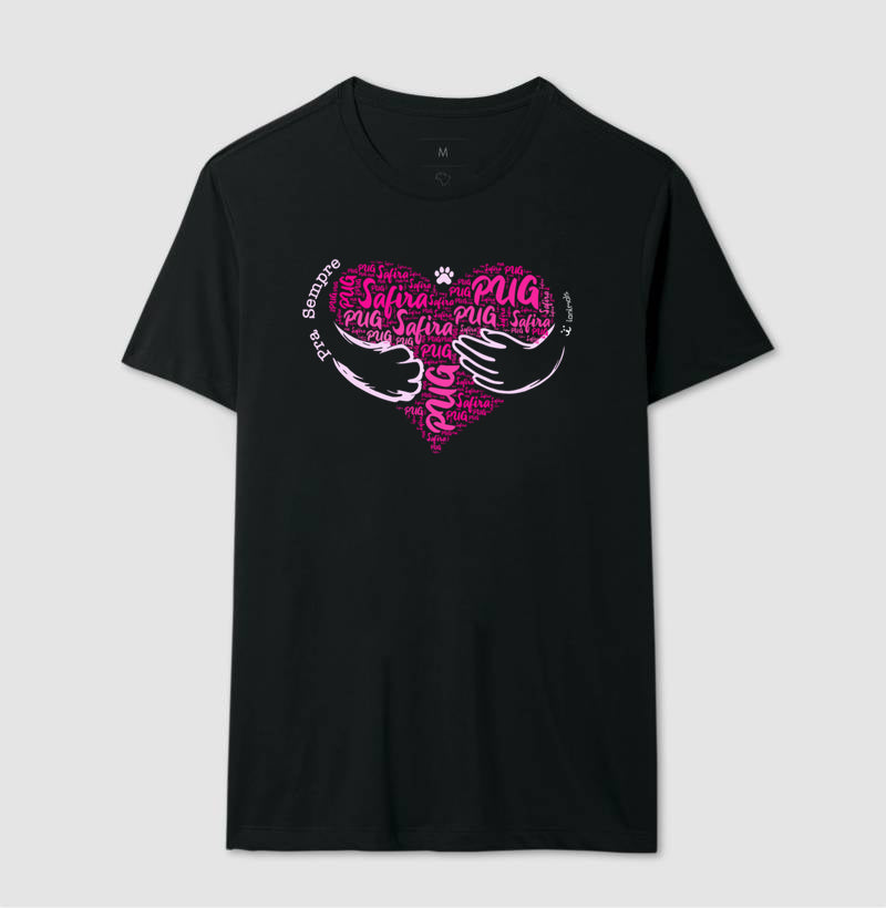 Camiseta Coração Abraço Pet - Nuvem de Palavras - Personalizada | iAnimals