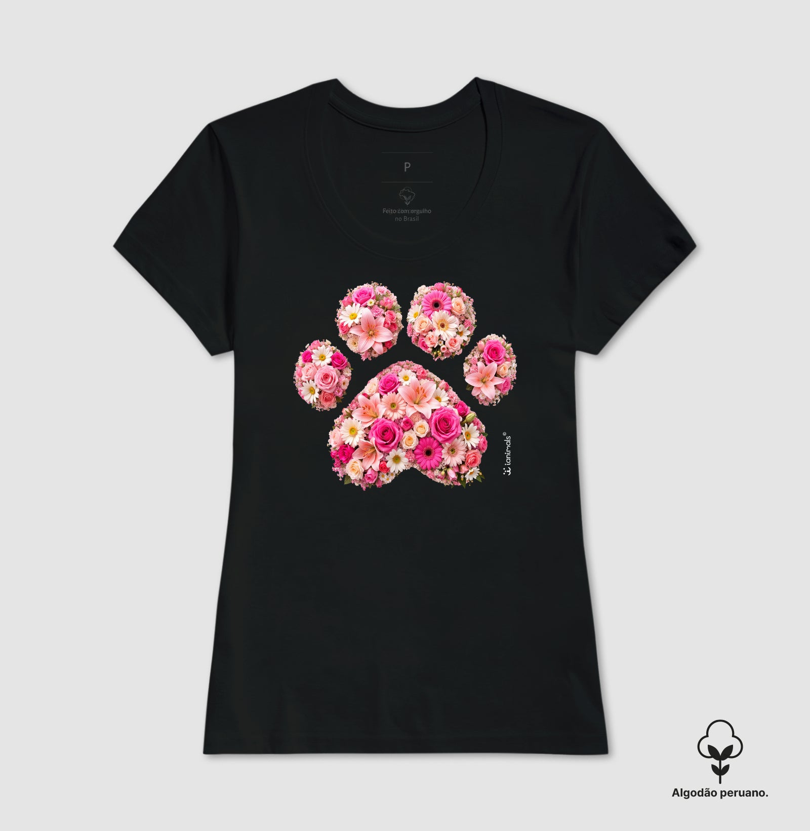 Camiseta INCA SOFT Pata em Flor - Pets - Afeto | iAnimals