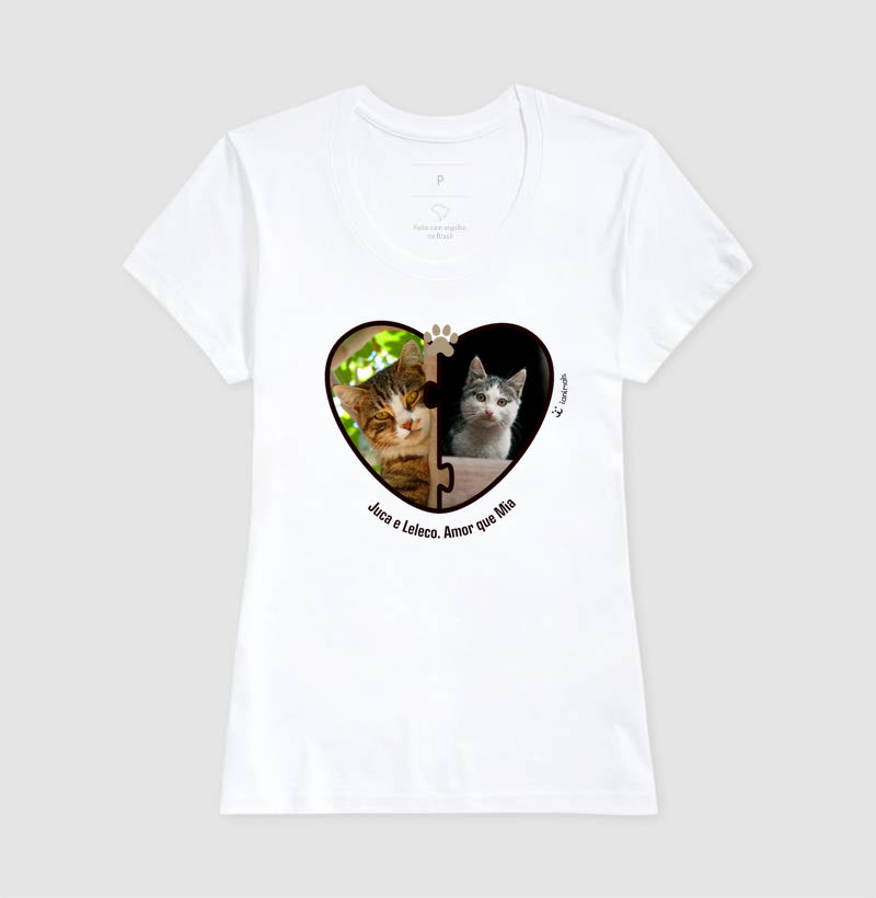Camiseta Coração Puzzle Foto Pet - Personalizada