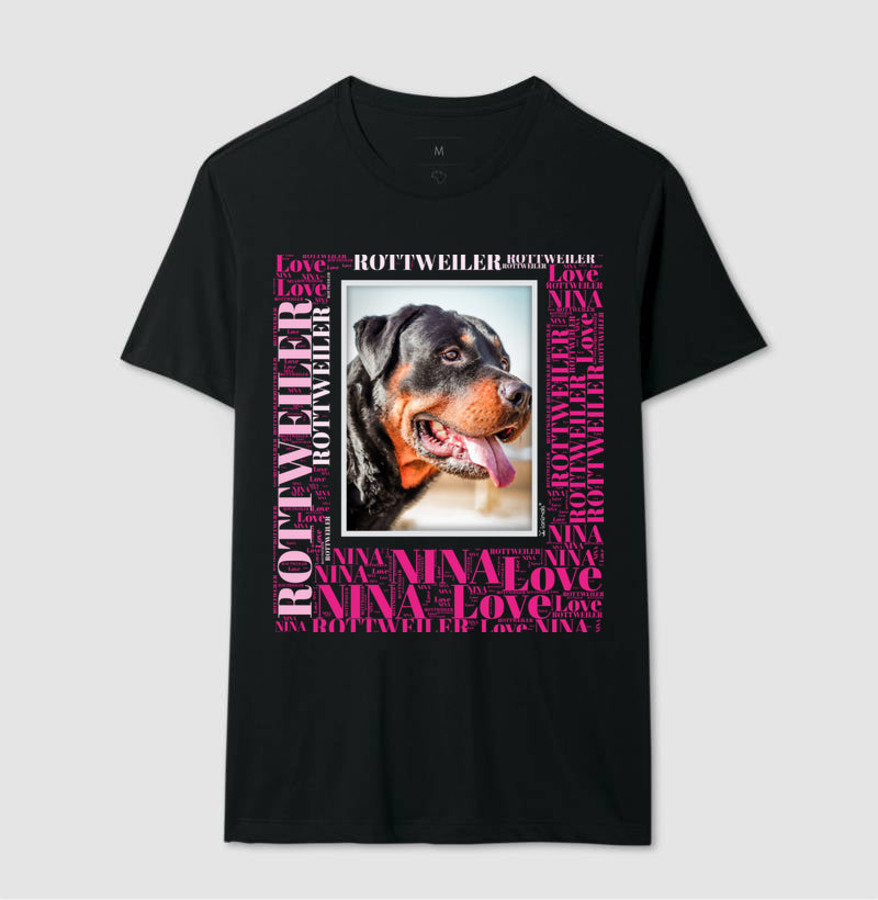 Camiseta Quadro Foto Pet - Nuvem de Palavras - Personalizada
