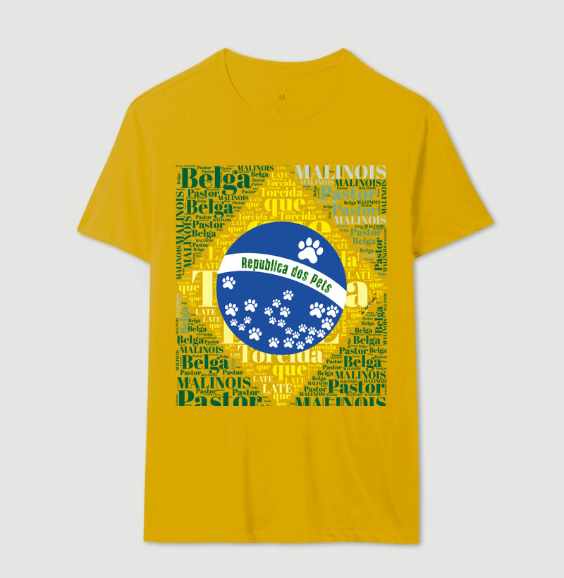 Camiseta Bandeira Brasil Pet - Nuvem de Palavras  - Personalizada