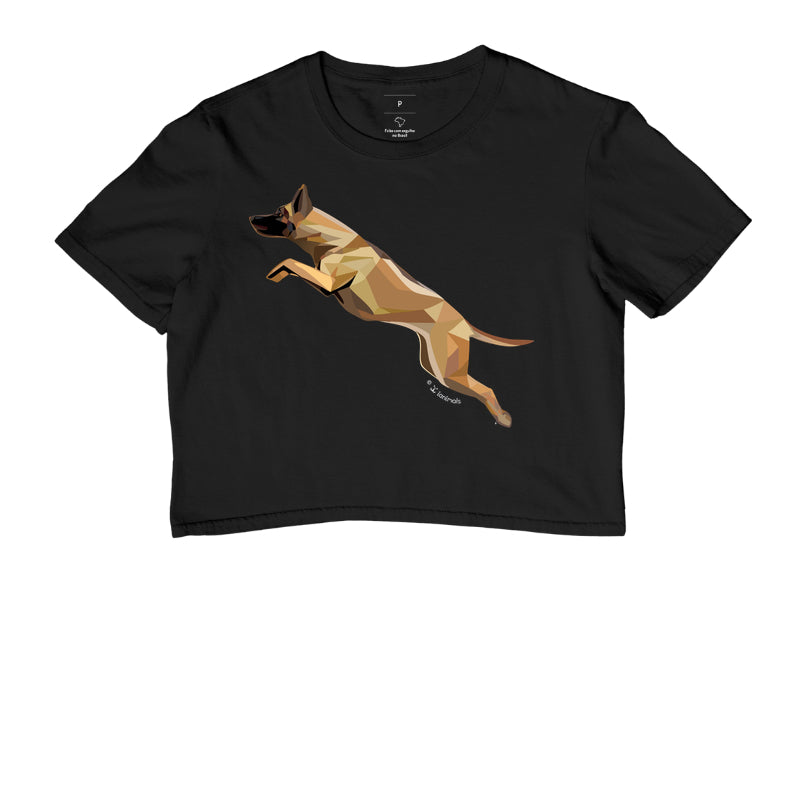 Camiseta Cropped Malinois Saltando - Perfil / Geoma