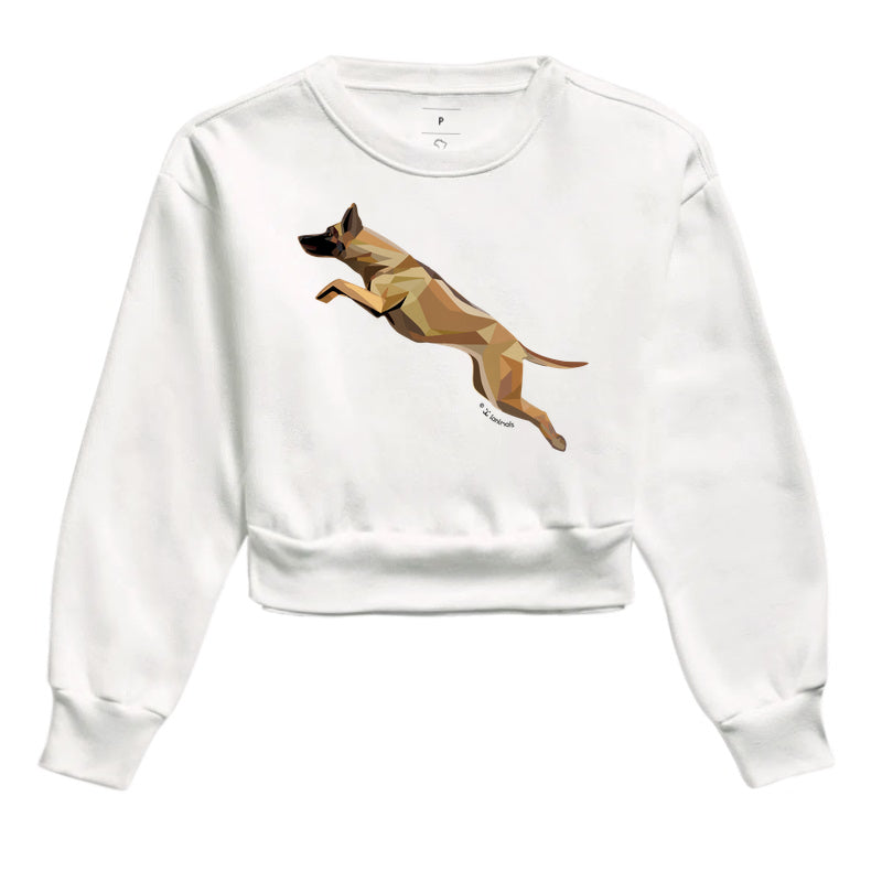 Moletom Cropped Malinois Saltando - Perfil / Geoma