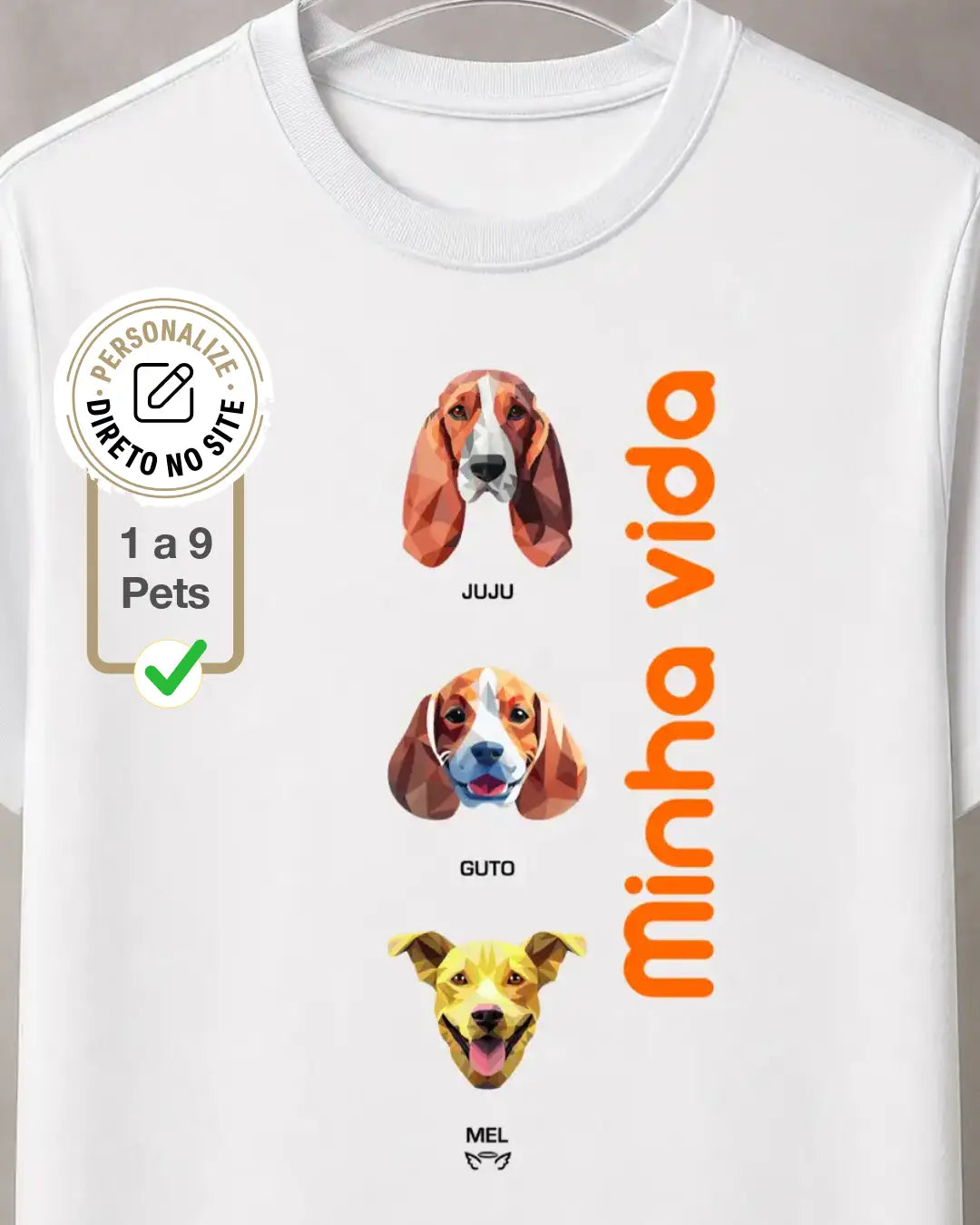 Camiseta Geoma de 1 a 9 Cães  - Personalizada