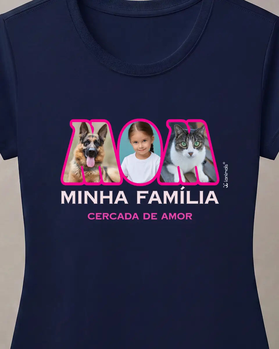Camiseta MOM ou DAD Fotos - 1 ou 3 fotos - Personalizada | iAnimals