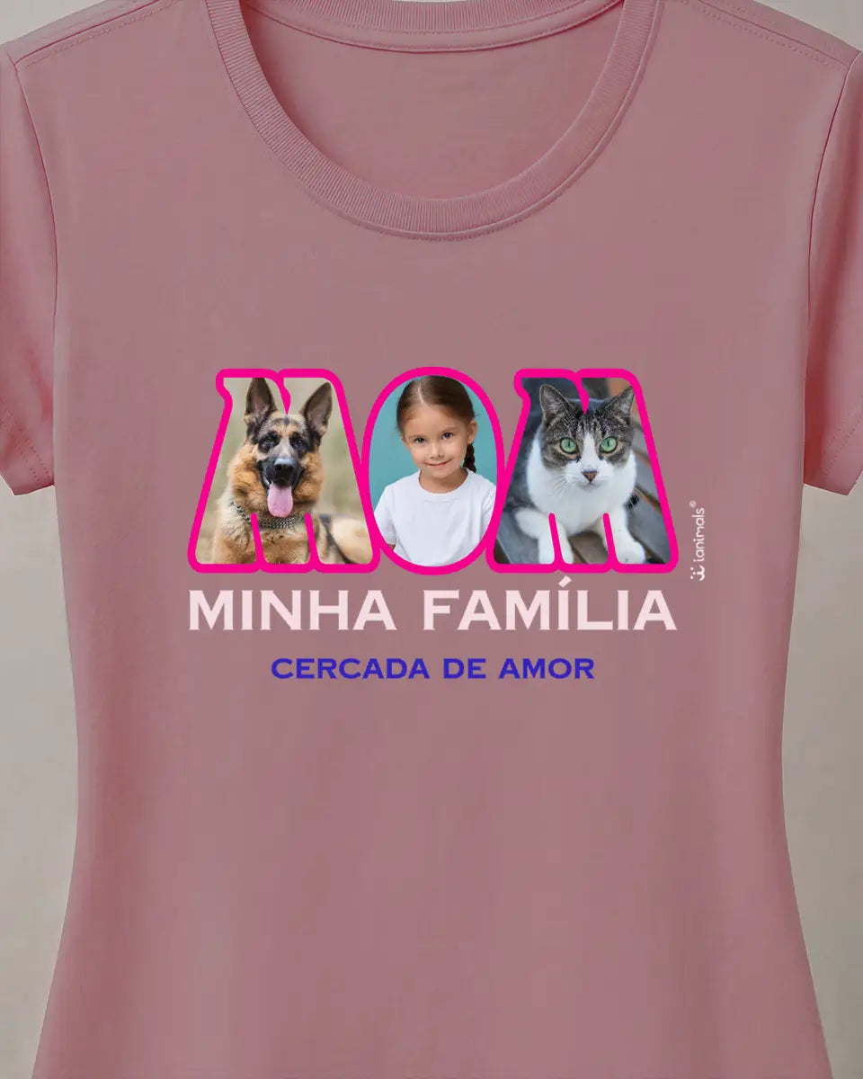 Camiseta MOM ou DAD Fotos - 1 ou 3 fotos - Personalizada | iAnimals