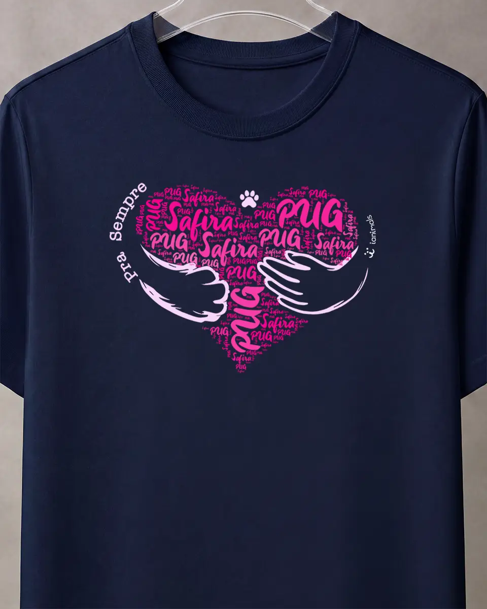 Camiseta Coração Abraço Pet - Nuvem de Palavras - Personalizada | iAnimals