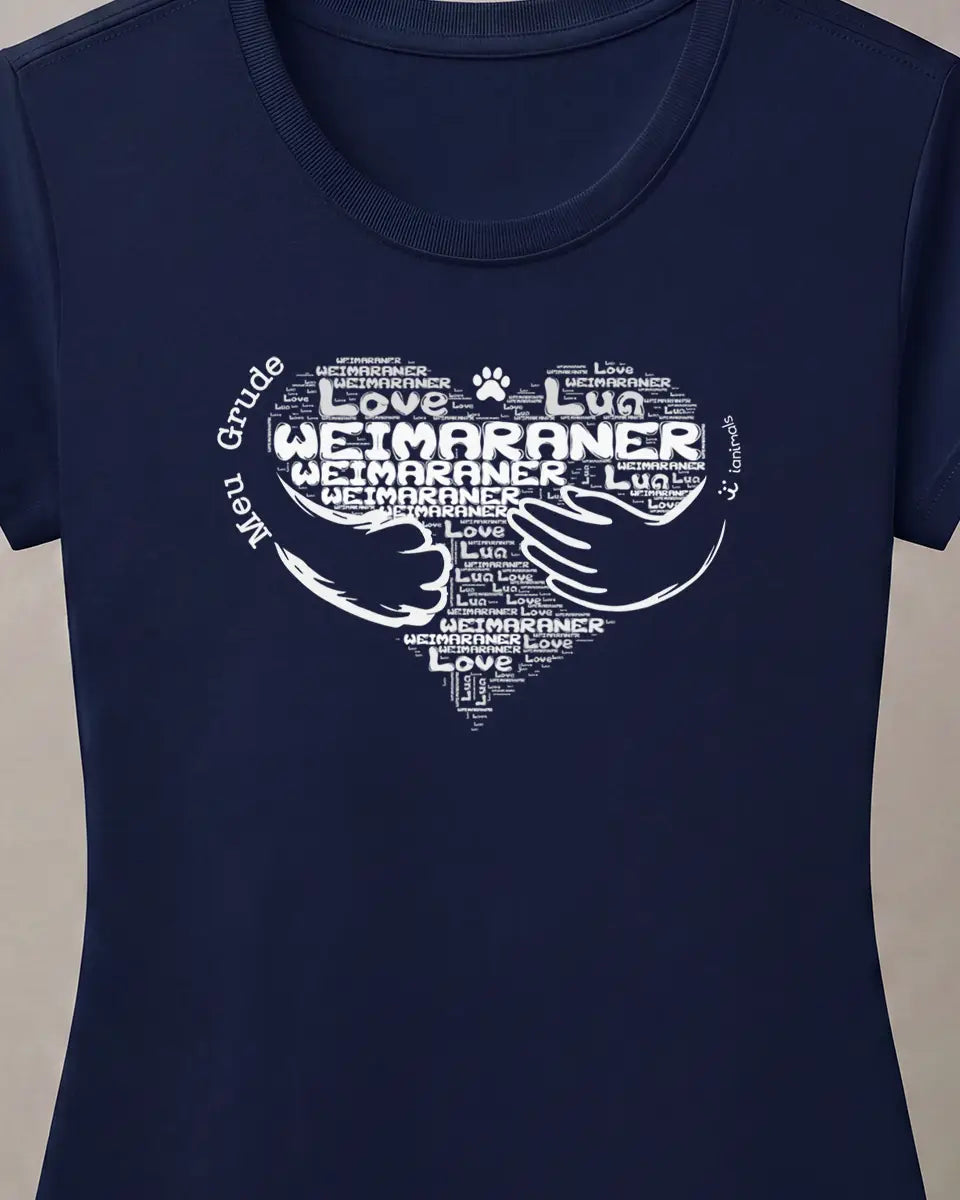 Camiseta Coração Abraço Pet - Nuvem de Palavras - Personalizada | iAnimals