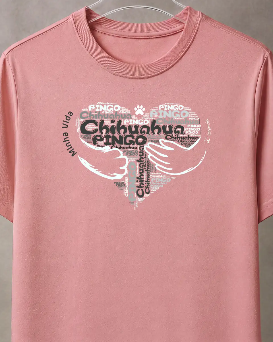Camiseta Coração Abraço Pet - Nuvem de Palavras - Personalizada | iAnimals