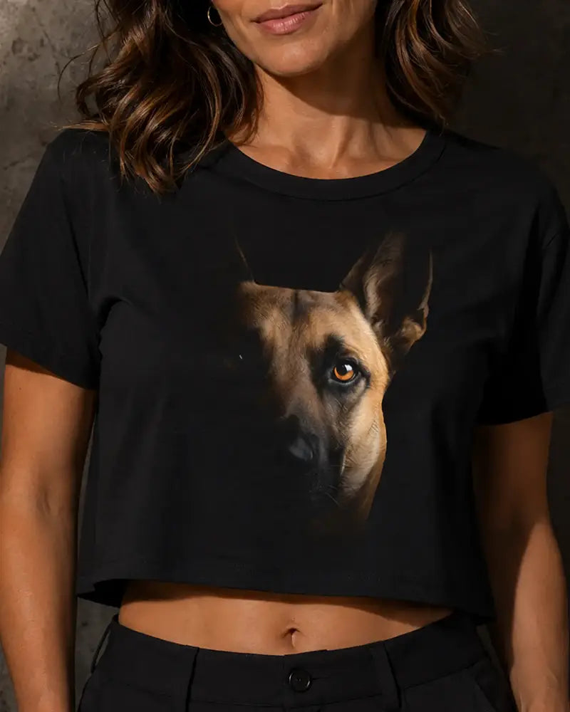 Camiseta Cropped Malinois - Retrato