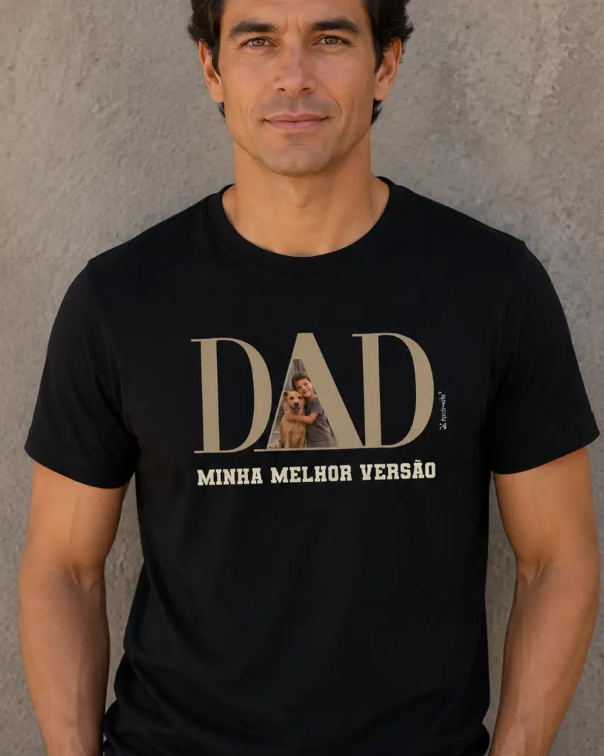 Camiseta DAD ou MOM Fotos - 1 ou 3 fotos - Personalizada | iAnimals