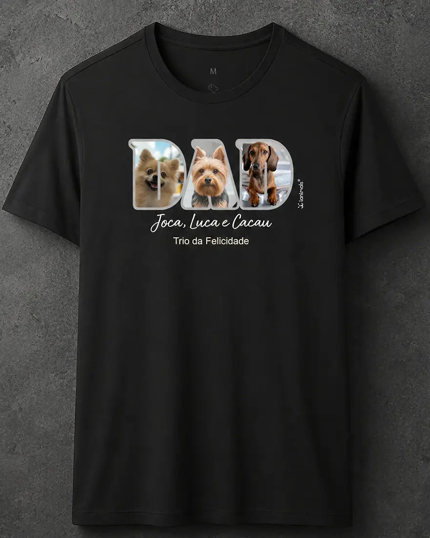 Camiseta MOM ou DAD Fotos - 1 ou 3 fotos - Personalizada | iAnimals