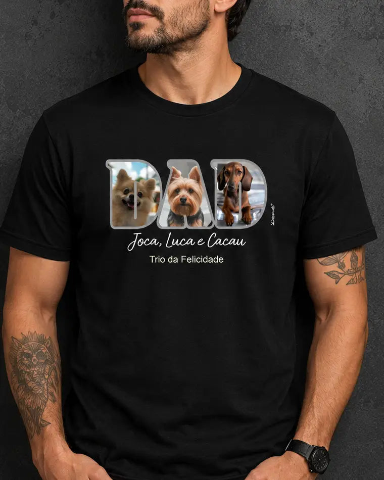 Camiseta MOM ou DAD Fotos - 1 ou 3 fotos - Personalizada | iAnimals