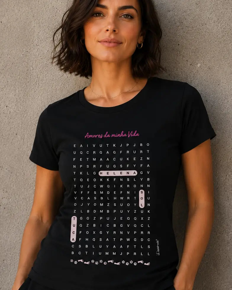 Camiseta Caça Palavras - Personalizada - iAnimals
