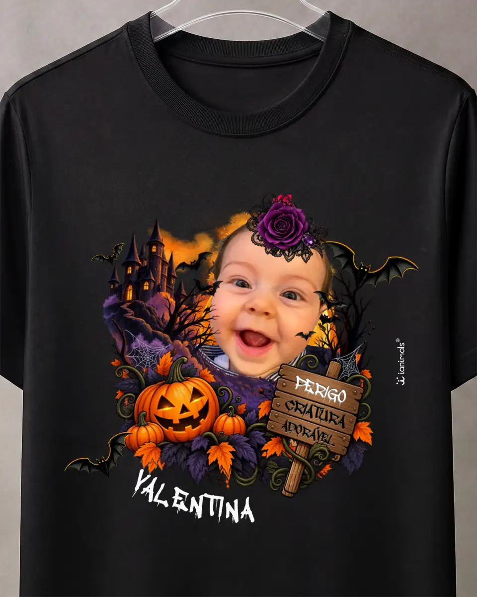 Camiseta Halloween Castelo com Foto - Personalizada