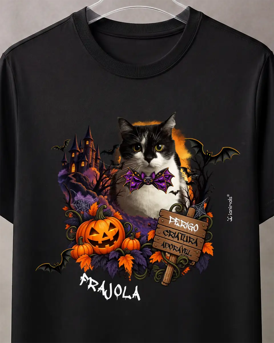 Camiseta Halloween Castelo com Foto - Personalizada