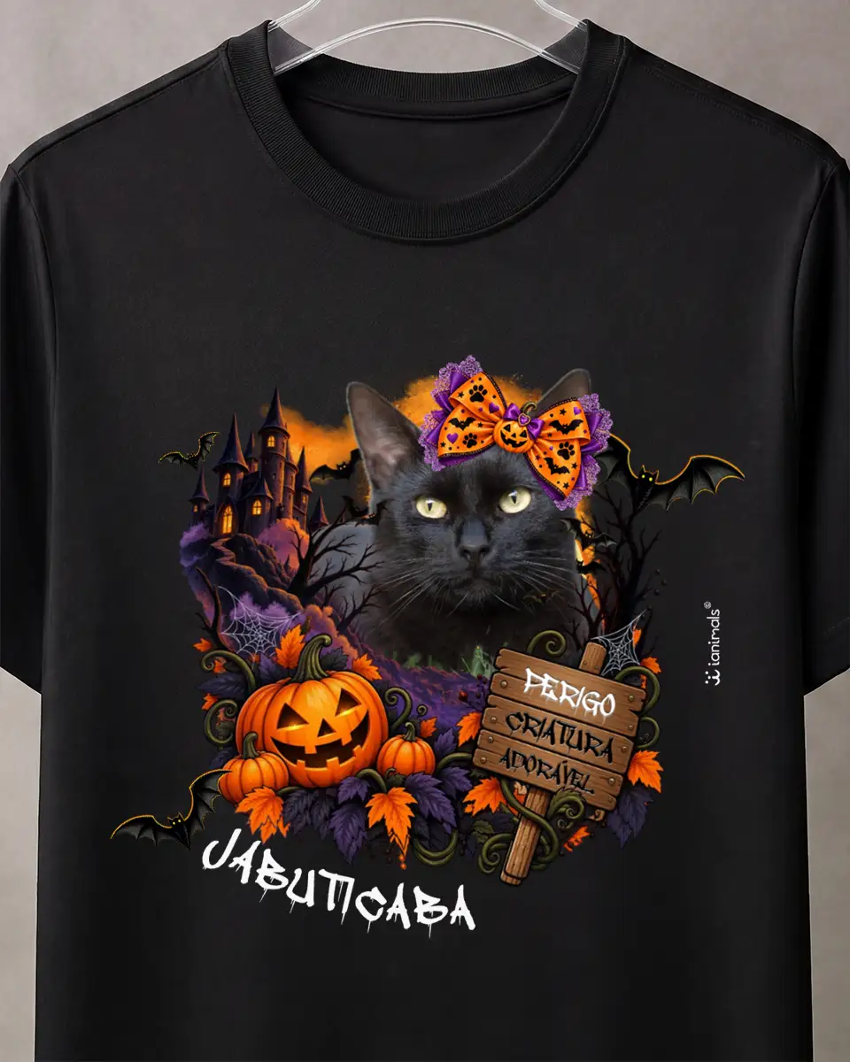 Camiseta Halloween Castelo com Foto - Personalizada