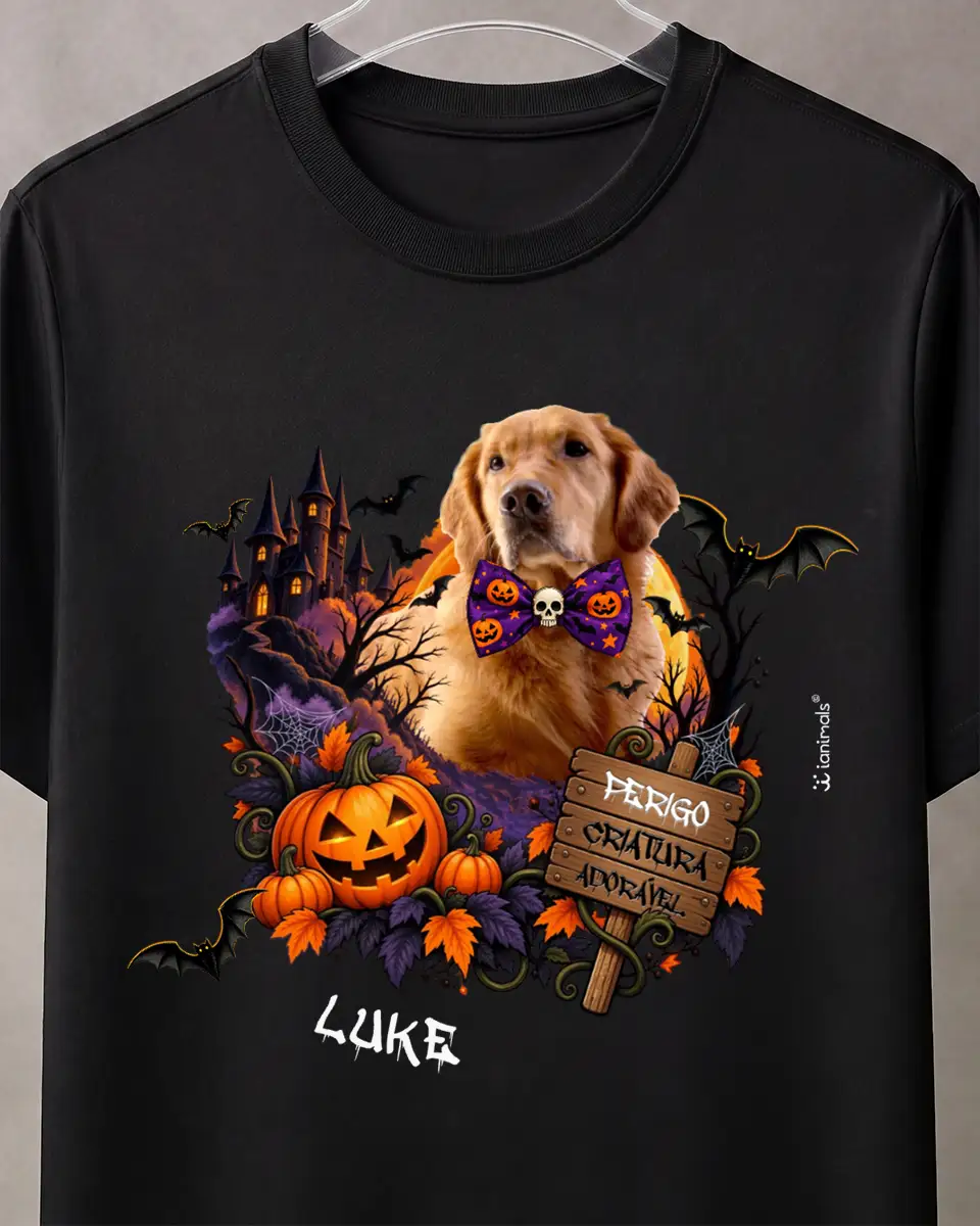 Camiseta Halloween Castelo com Foto - Personalizada