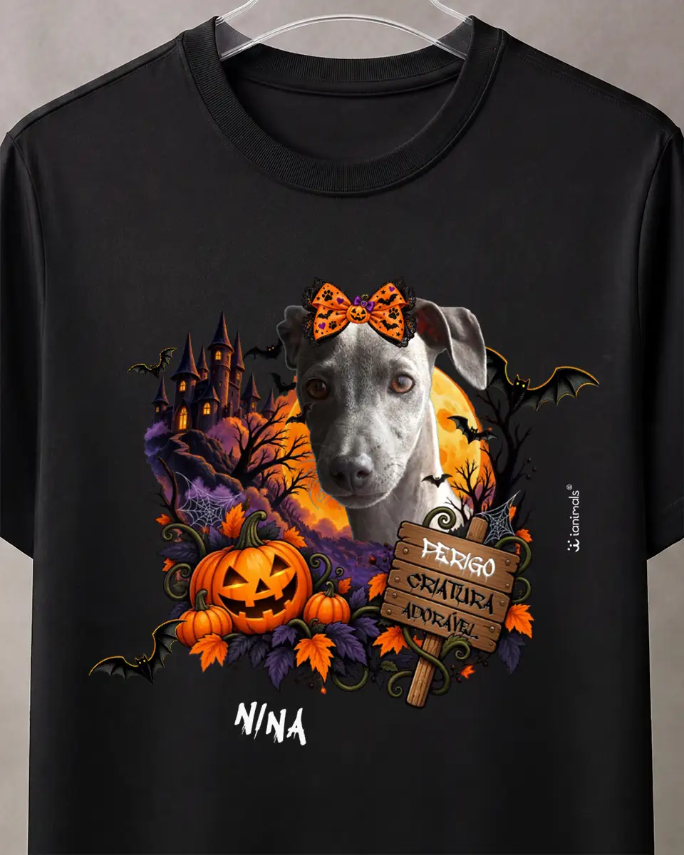 Camiseta Halloween Castelo com Foto - Personalizada