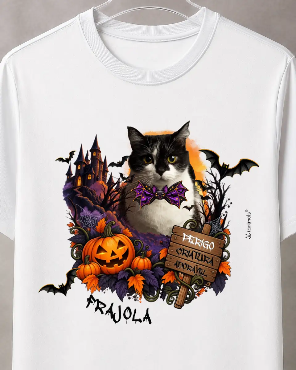 Camiseta Halloween Castelo com Foto - Personalizada