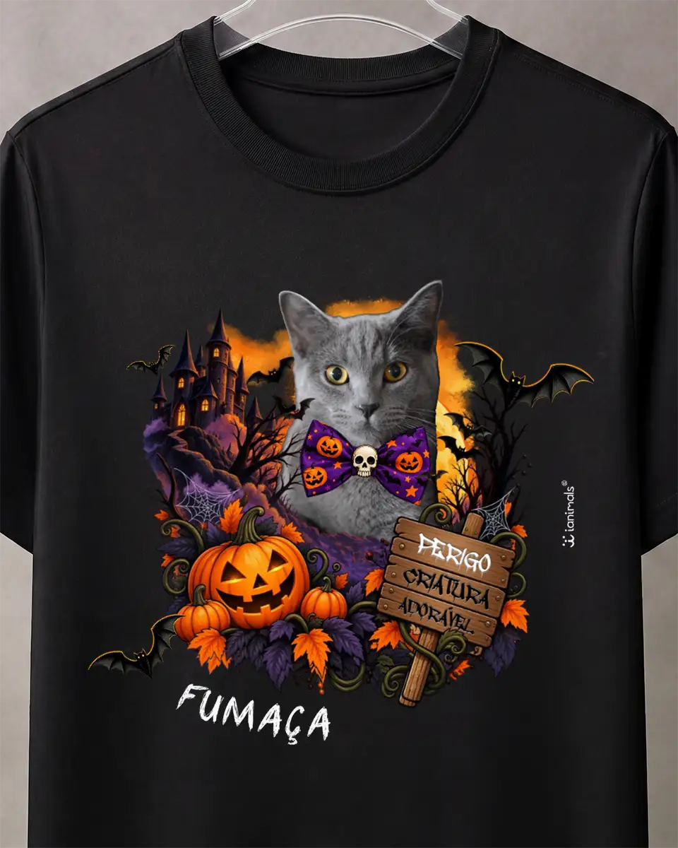 Camiseta Halloween Castelo com Foto - Personalizada