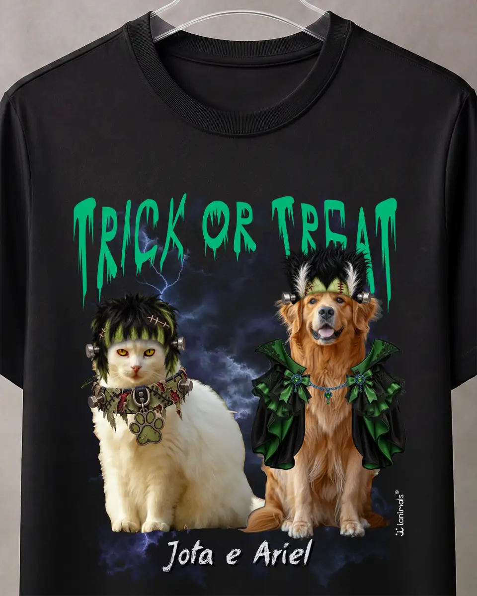 Camiseta Halloween Collage até 3 Fotos - Personalizada