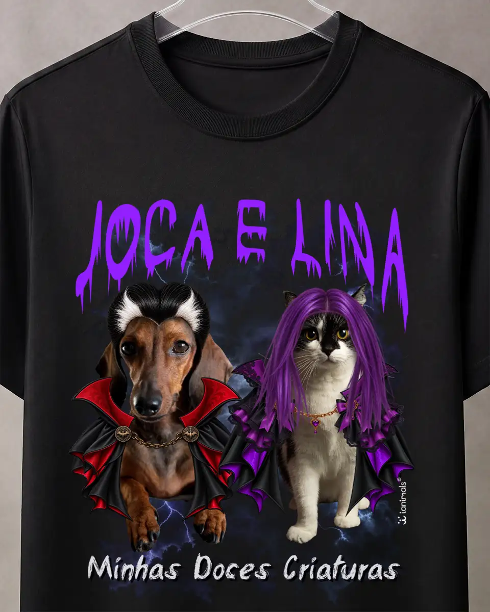 Camiseta Halloween Collage até 3 Fotos - Personalizada
