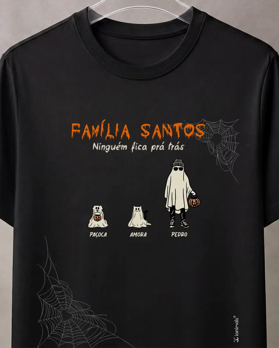 Camiseta Halloween Familia Ghost - até 10 nomes - Personalizada