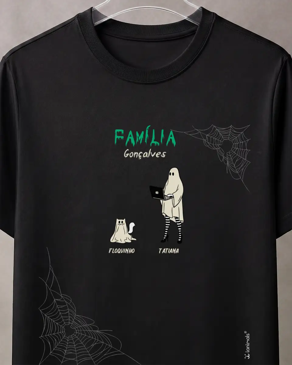 Camiseta Halloween Familia Ghost - até 10 nomes - Personalizada
